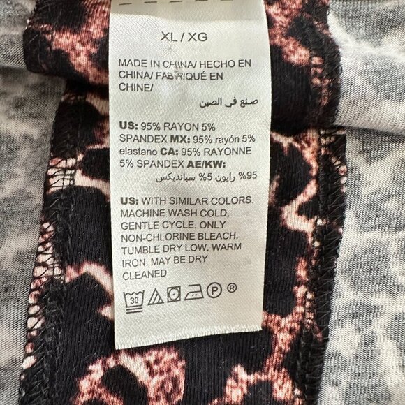 Soma Tunic Top Women XL Brown Soft Jersey Split Back 3/4 Sleeve Animal Print - Picture 7 of 7